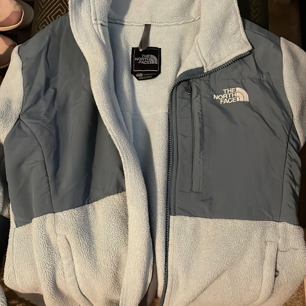 North face blue zip up